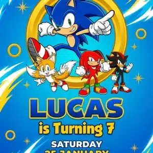 Sonic the Hedgehog Birthday Invitation | Boys Gaming Party Template