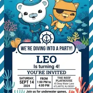 Octonauts Birthday Invitation | Captain Barnacles Party Invite