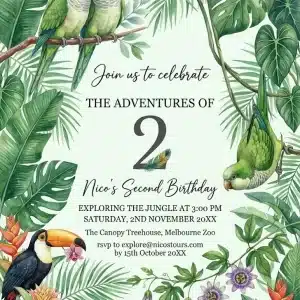 Tropical Parrot Birthday Invitation Template