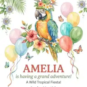 Tropical Macaw Birthday Invitation Template