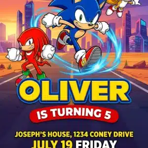Sonic the Hedgehog Gaming Birthday Invitation Template