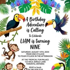 Tropical 8th Birthday Invitation Template