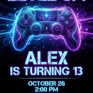 Level Up! Gamer Birthday Invitation Template
