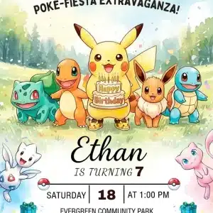 Pokemon Birthday Boy Invitation Template | Catchy Pokemon Theme