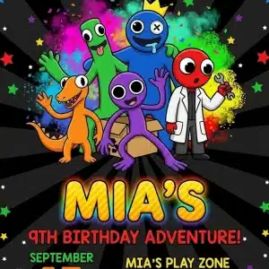 Rainbow Friends Birthday Party Invitation Template