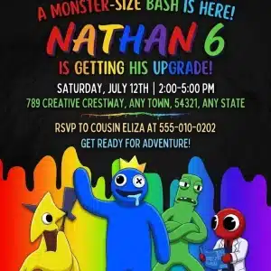 Rainbow Friends Birthday Invitation | Editable Game Theme