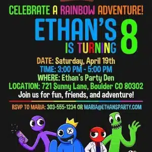 Rainbow Friends Birthday Invitation | Editable Template