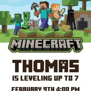Minecraft Gamer Birthday Invitation Template | Editable Digital Invite