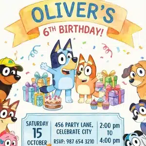 Bluey & Bingo Birthday Party Invitation Template