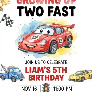 Lightning McQueen Racing Birthday Invitation Template