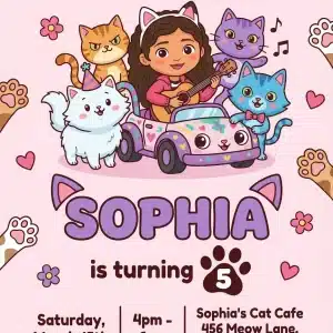Gabby's Dollhouse Birthday Invitation | Editable Girl's Party Template