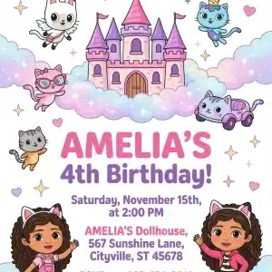 Gabby's Dollhouse Pandy Party Invitation Template