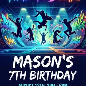 Jump Into Fun! Trampoline Park Birthday Invitation