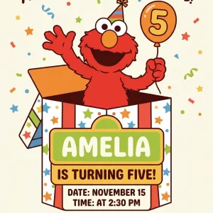 Sesame Street Birthday Invitation Template - Fun Cartoon Party Invite