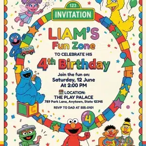 Elmo and Friends Birthday Invitation | Editable Kids Party Template