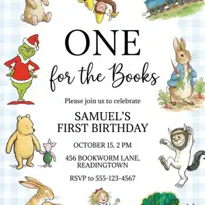 Storybook First Birthday Invitation - One for the Books Theme