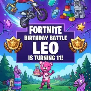 Battle Royale Gamer Birthday Invitation - Editable Fort Game Theme
