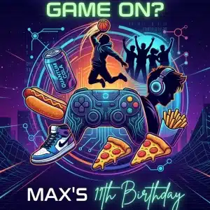 Electric Monster Gaming Birthday Invitation