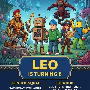 Roblox Birthday Invitation, Editable Game Party Template
