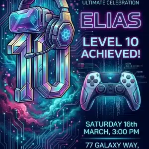 Adventure Boy Gaming Birthday Invitation - Editable Template