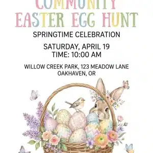 Floral Easter Bunny & Egg Hunt Invitation Template