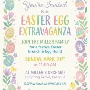 Watercolor Easter Egg Hunt Invitation Template
