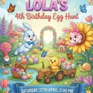 Golden Egg Easter Bunny Party Invitation Template