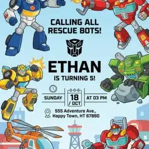 Rescue Bots Birthday Invitation | Editable Boy Party Invite