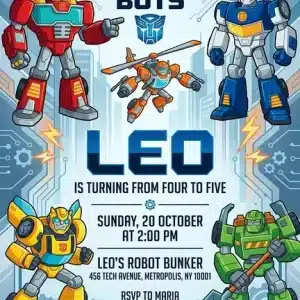 Rescue Bots Birthday Invitation | Autobots & Transformers Theme
