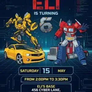 Rescue Bots Birthday Invitation | Transformers Party Template
