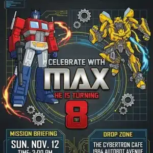 Transformers Rescue Bots Birthday Invitation | Autobots Party Invite