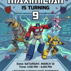Transformers Rise of the Beasts Birthday Invitation