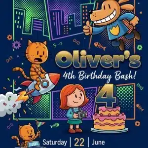 Dog Man Birthday Invitation | Editable Kids Party Template