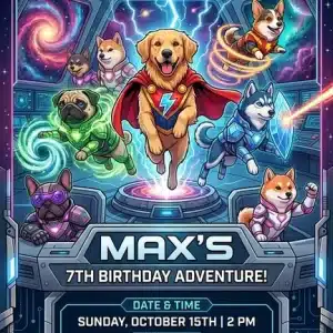 Superhero Dogs Birthday Invitation | Puppy Hero Party Invite