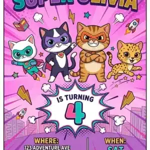 SuperKitties Birthday Party Invitation Template