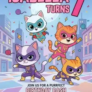 Super Kitties Animated Birthday Invitation Video