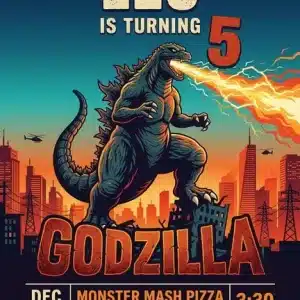 Godzilla Birthday Invitation | Epic Monster Party Template
