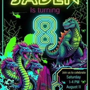 Neon Monster Birthday Invitation | Vibrant Kids Party Invite