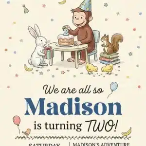 Curious George Birthday Invitation | Editable Monkey Theme Invite