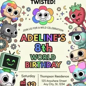 Dandy's World Birthday Invitation | Colorful Kids Game Theme