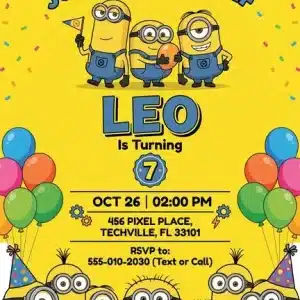 Minions Yellow Birthday Invitation | Digital Kids Party Invite