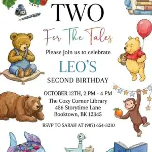 One For The Books First Birthday Invitation | Book Theme Party