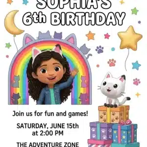 Gabby's Dollhouse Birthday Invitation | Pandy Paws Editable Template