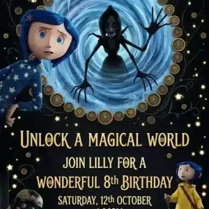 Coraline Birthday Invitation Template - Spooky Movie Theme