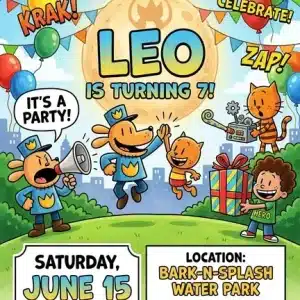 Dog Man Birthday Invitation | Editable Kids Party Invite