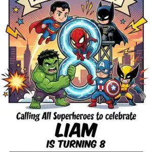 Avengers Superhero Birthday Invitation Template