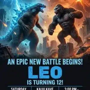 Animated Godzilla King of Monsters Birthday Video Invitation