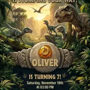 Dinosaur World Birthday Invitation Template