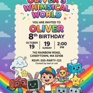 Dandy's World Birthday Invitation | Editable Canva Template