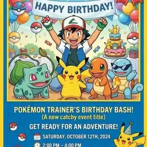 Pokemon Card Birthday Invitation Template - Digital Download